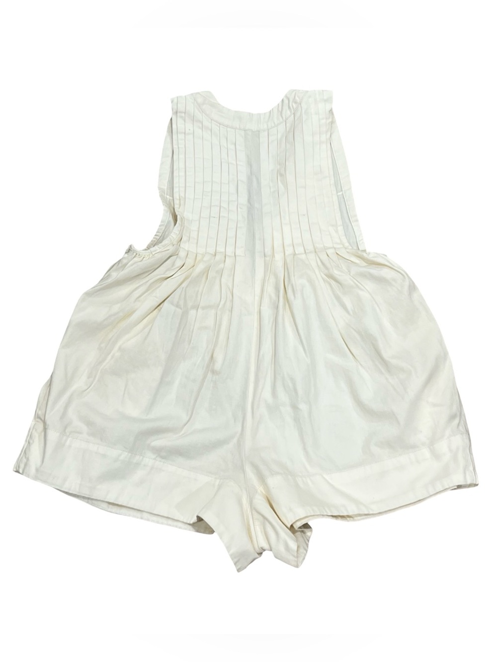 Free People Webster Romper Ecru Cream Pintuck Tie Front Cotton NWT Small - Picture 8 of 13